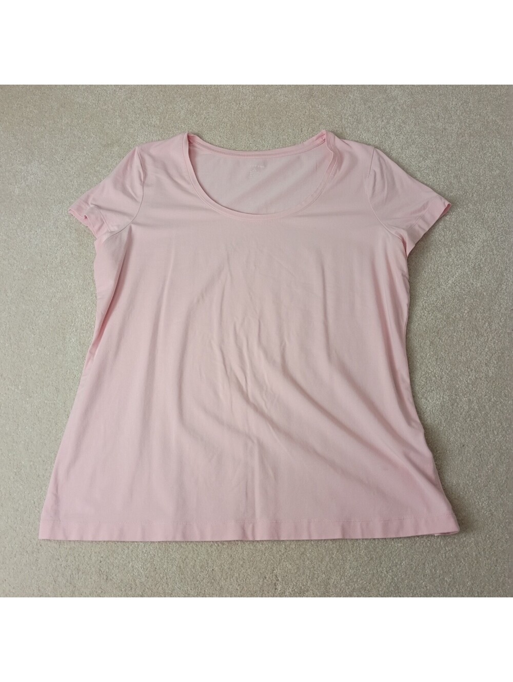 Lands' End T-Shirt Womens L Pastel Pink Shaped Fit Scoop Neck Short Sleeve Top